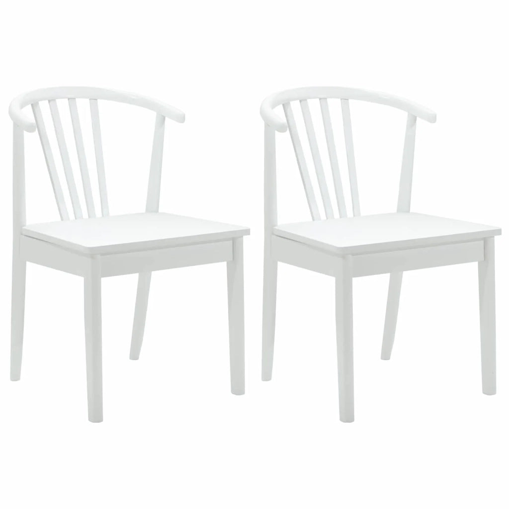 Sedia da pranzo 2 pcs Bianco Legno di gomma massiccio
