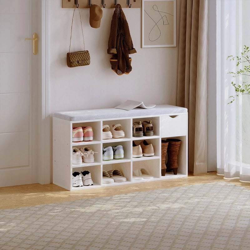 Armadio per scarpe con seduta loft bianco panca ingresso moderno 100 cm