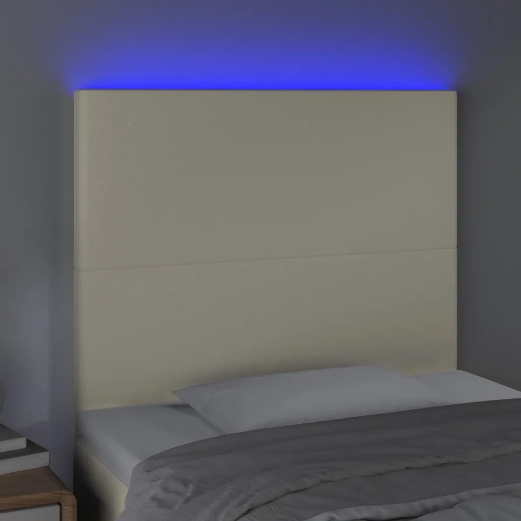 Testiera | Testata a LED Crema 100x5x118/128 cm in Similpelle