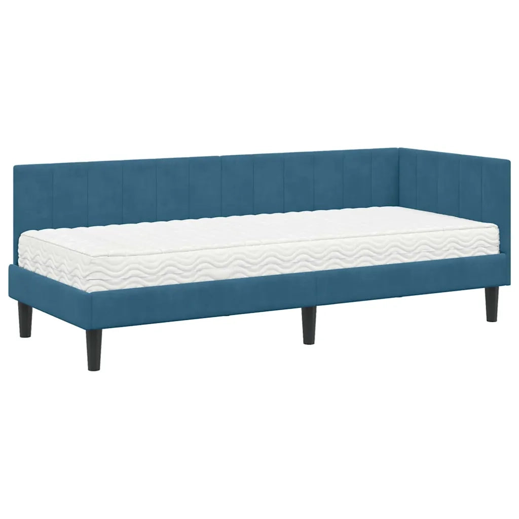 Struttura Letto Angolare con Materasso 2 pcs Blu Velluto 3393877