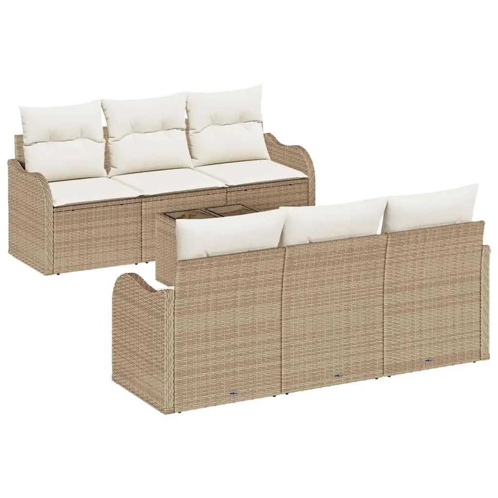 Set Divano da Giardino Beige 55 x 55 x 37 cm polyrattan
