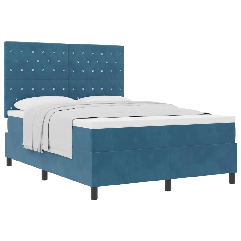 Letto a molle con materasso Blu Scuro 140 x 200 cm Velluto 3339774
