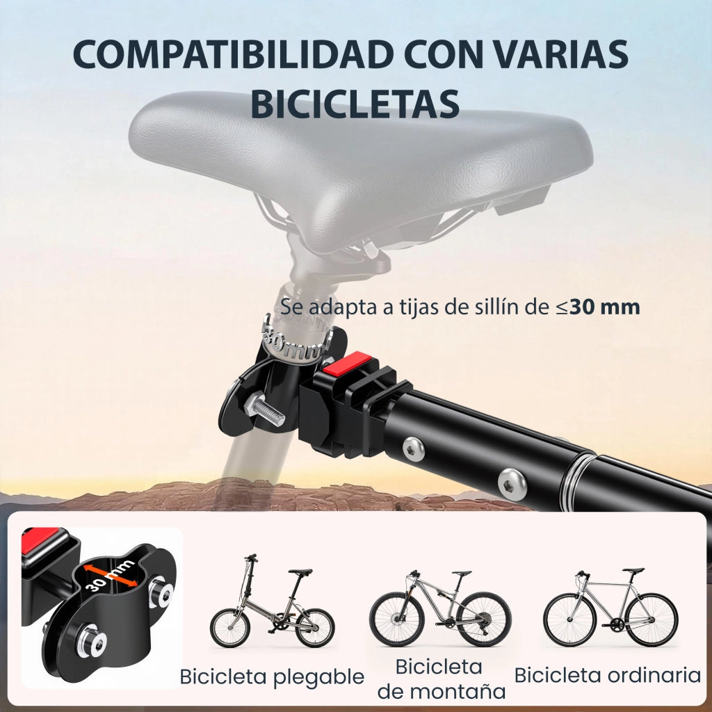 Rimorchio per Bicicletta ¨C Xylo ¨C Copertura Oxford Riflettente Telaio Acciaio 40kg 144x59x80cm Rosso Nero