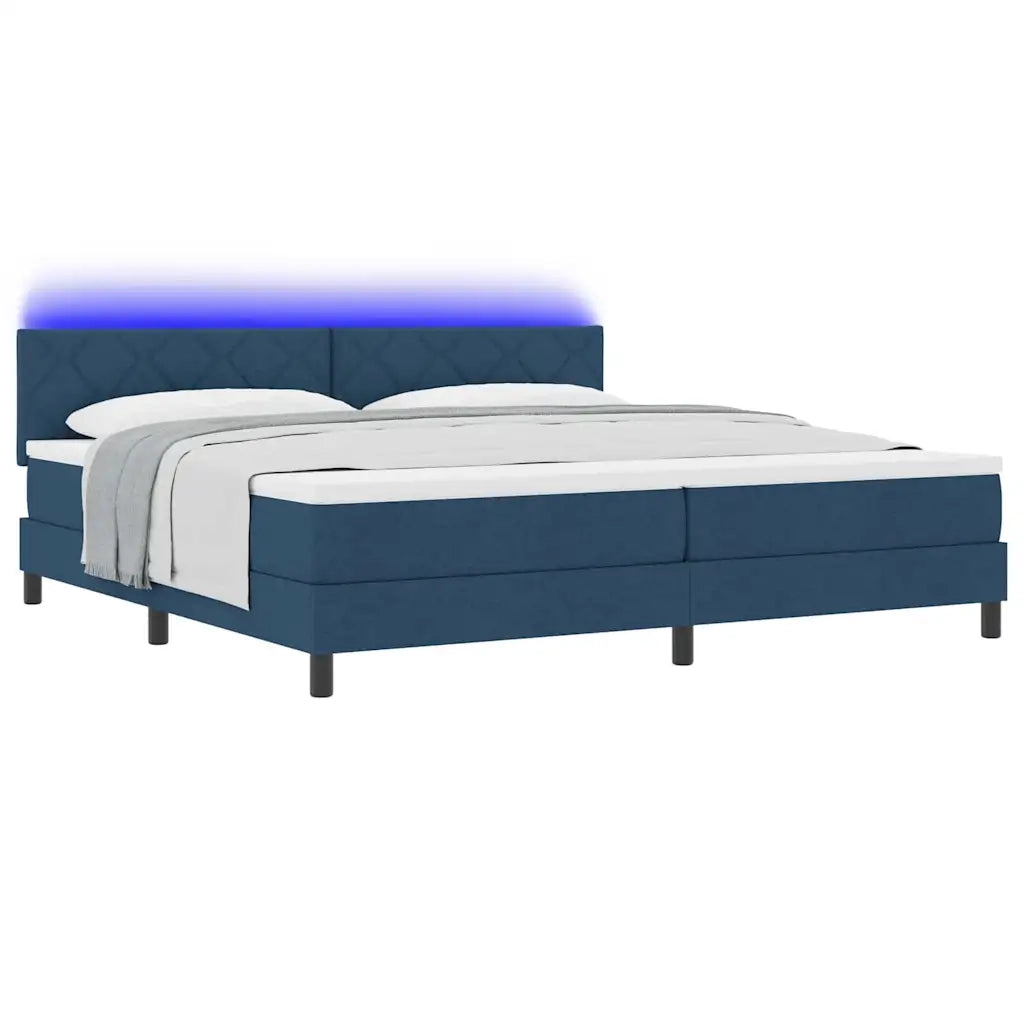 Letto a molle con materasso con led Blu 200 x 200 cm Tessuto 3342316