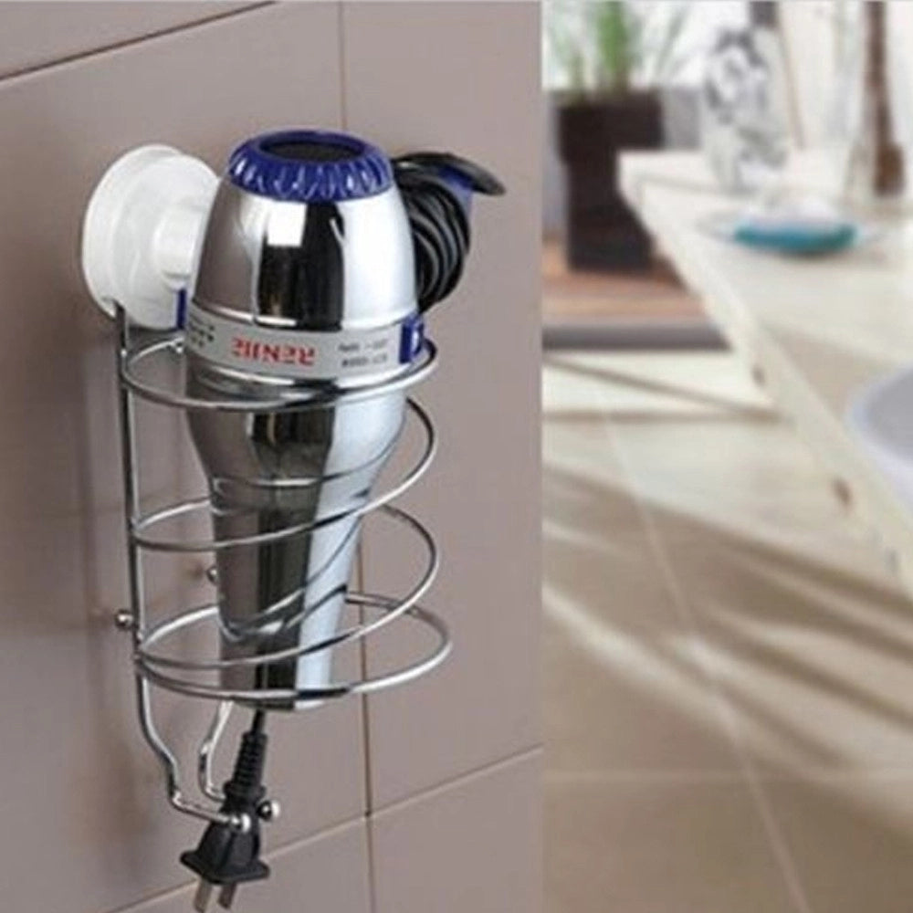 Trade Shop - Supporto A Parete Muro Porta Phon Asciugacapelli In Acciaio Con Ventosa -