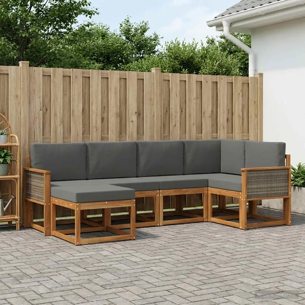 Set di divani da esterno 6 pcs Naturale e Antracite Poliestere 3385348
