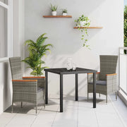 Set da Pranzo per Giardino con cuscino 3 pcs Grigio