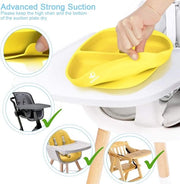 Tavola per Bambini con Comparti - Tavola per Pranzo Antiscivolo con Cupetti di Adesione - Allenamento alla Preparazione dei Pasti