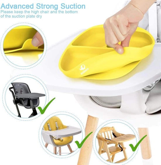 Tavola per Bambini con Comparti - Tavola per Pranzo Antiscivolo con Cupetti di Adesione - Allenamento alla Preparazione dei Pasti