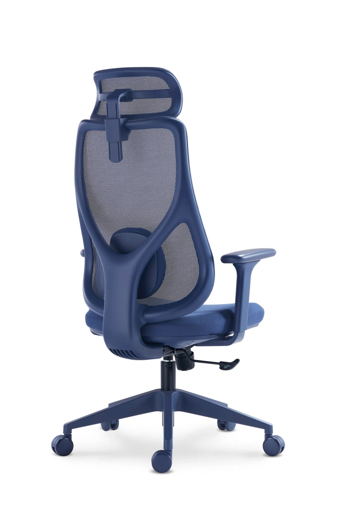 Sedia studio Hispanohogar altezza regolabile in tessuto blu
