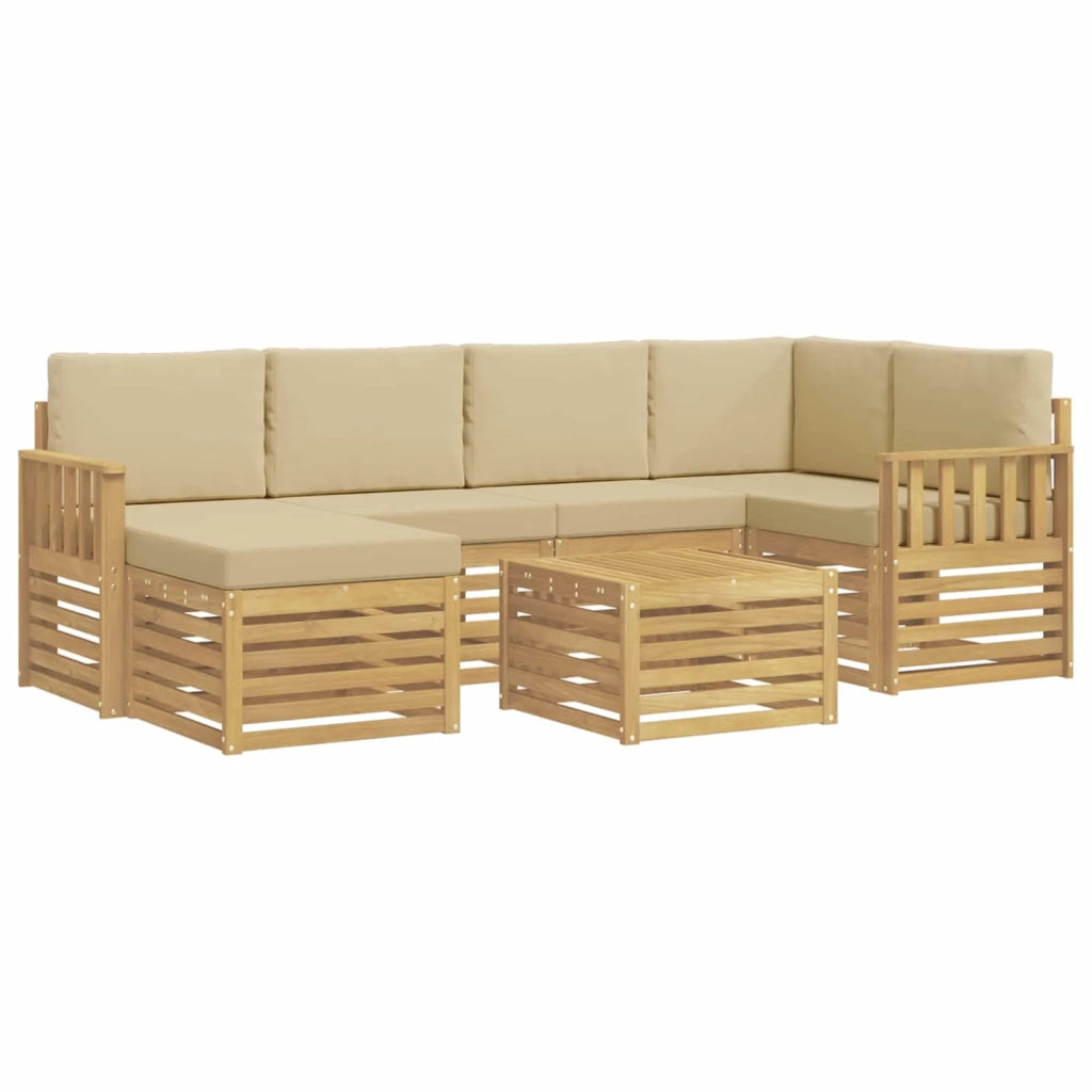 Set di divani da esterno 7 pcs Bianco e Beige 59 x 59 x 37 cm 3392148