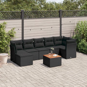 Set Divani da Giardino con Cuscini 8 pz Nero in Polyrattan 3256083