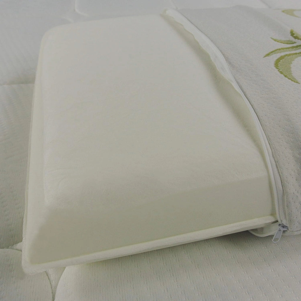 Cuscino Guanciale Memory Foam Forma Saponetta Aloe Vera 70x40 H15cm Sfoderabile