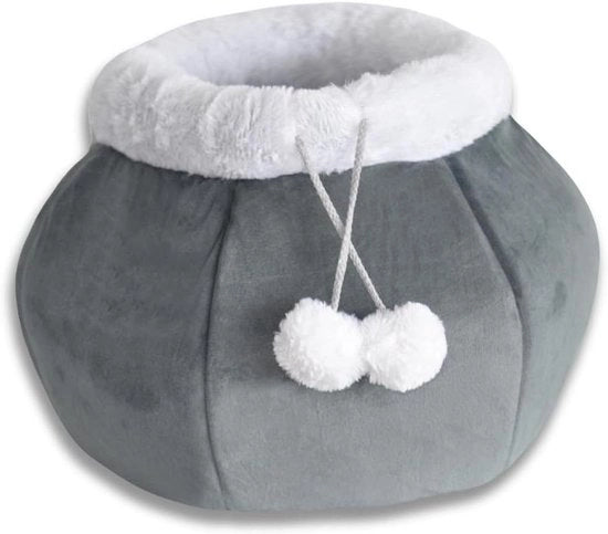 Gatto 2 in 1 - sedile e letto - grigio con fondo antiscivolo e palline soffice - utilizzabile come gatto sedile o gatto letto/cestino