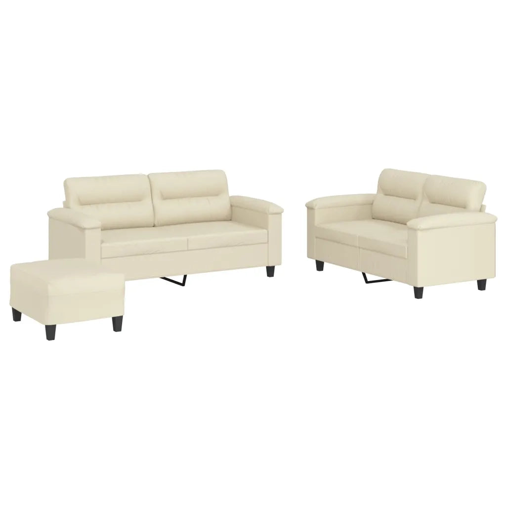 Set di Divani 3 pz con Cuscini crema in Similpelle 3202368