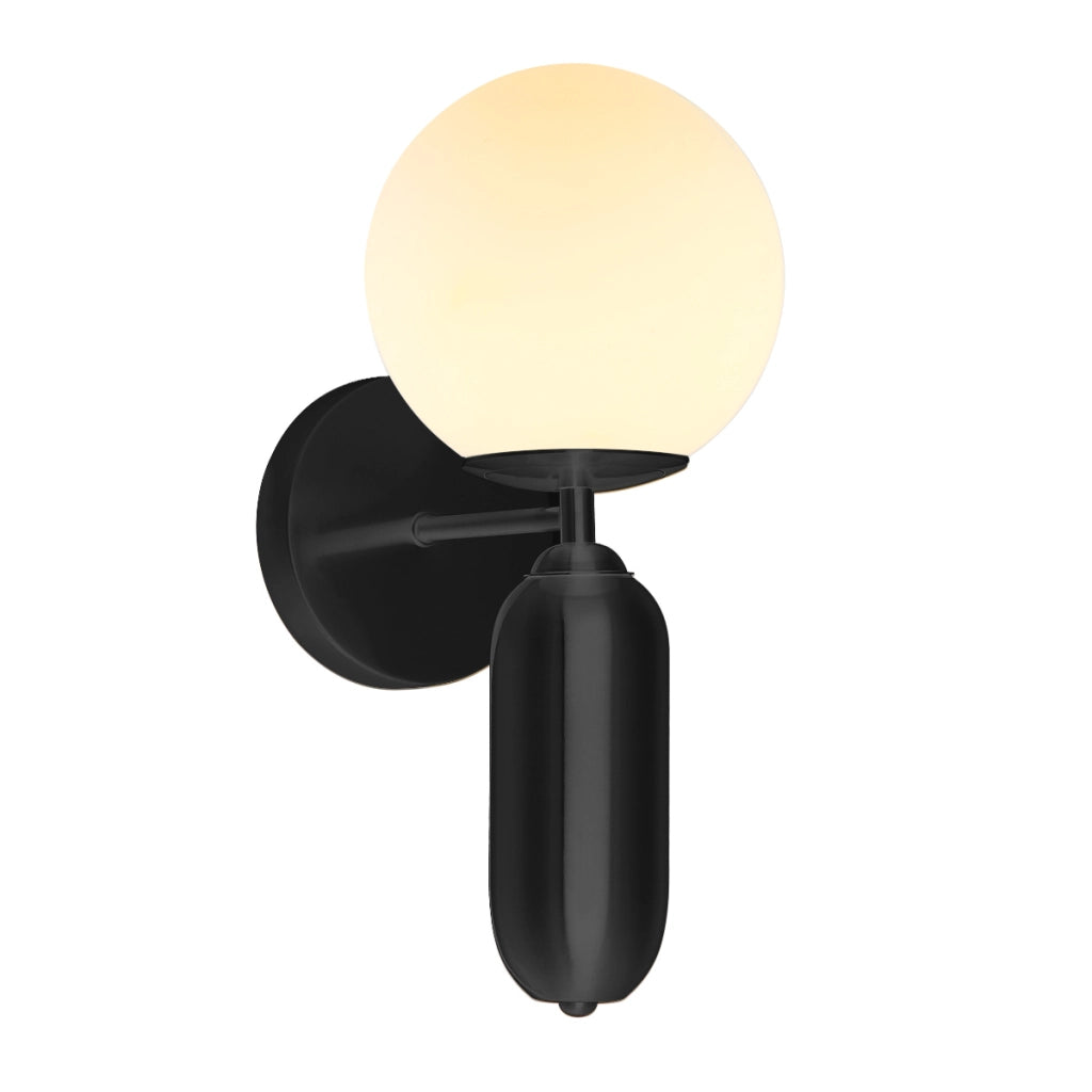 Applique minimalista nera sfera bianca E27 40W Aldeva Italux