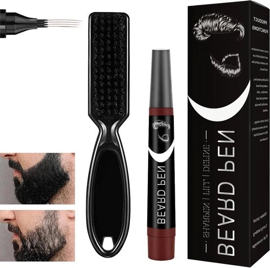 Penna per Barba e Faccia - Marrone - Impermeabile e Resistente - Con Pennello - 1 pezzo