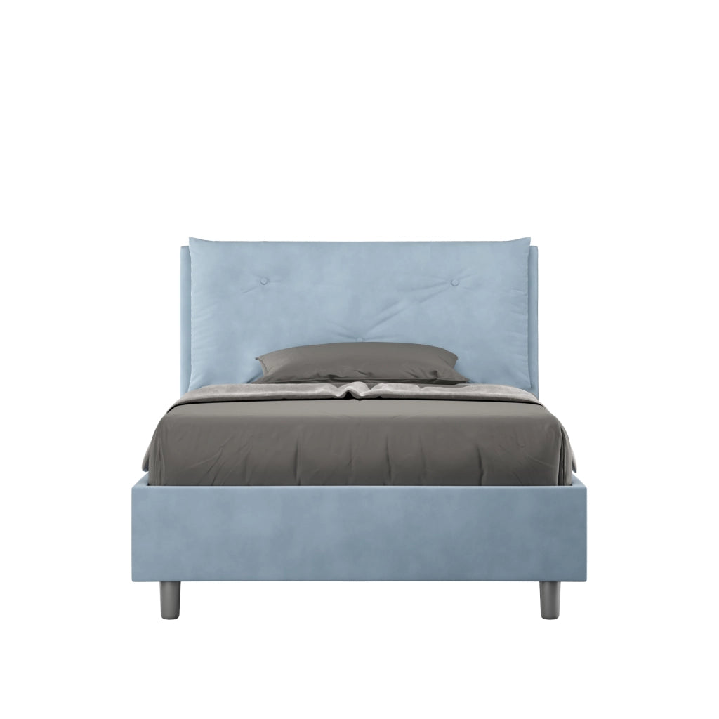 BS COM Letto una piazza e mezza contenitore imbottito 130x200 microfibra azzurro Large