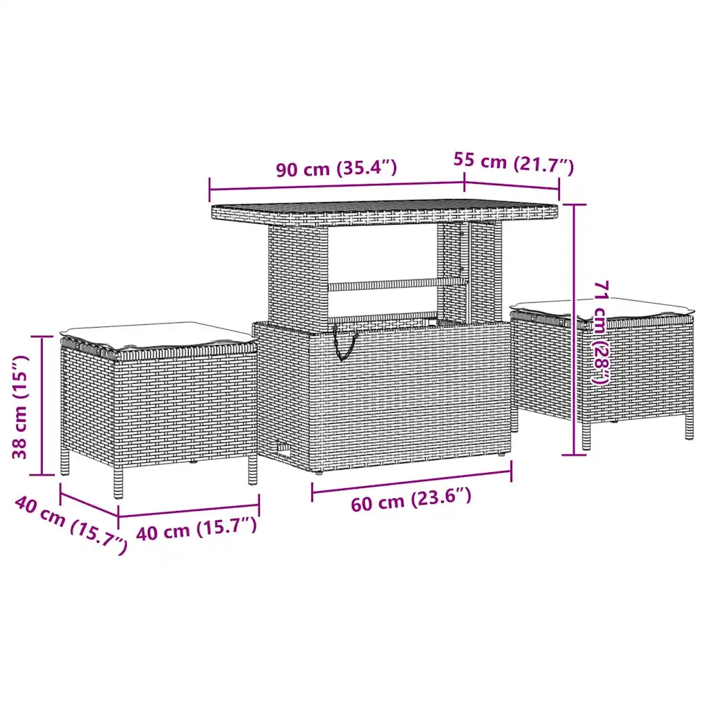 Set Divano da Giardino con cuscino 8 pcs Nero polyrattan 3362080