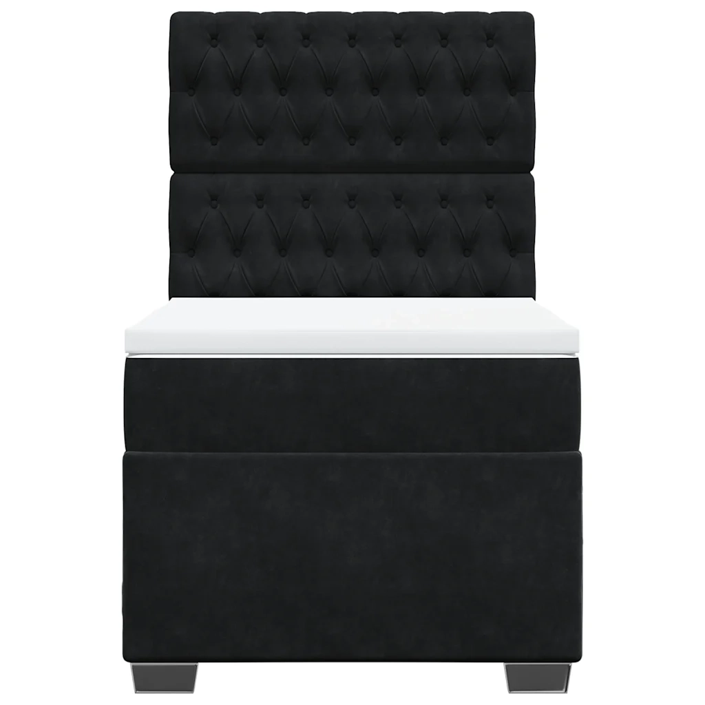 Giroletto a Molle con Materasso Nero 90x190 cm in Velluto