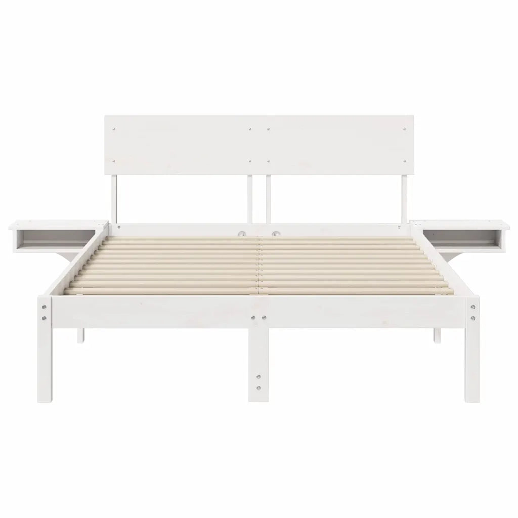 Struttura del letto Bianco 140 x 190 cm Pino massello 873452