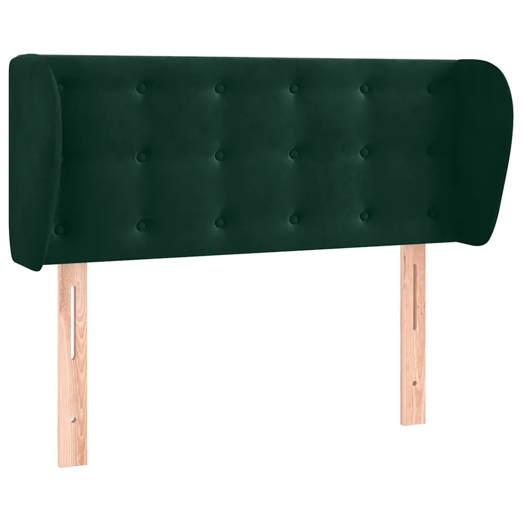Testiera ad Orecchio-Testata con Orecchie Verde Scuro 103x23x78/88 cm in Velluto 374013