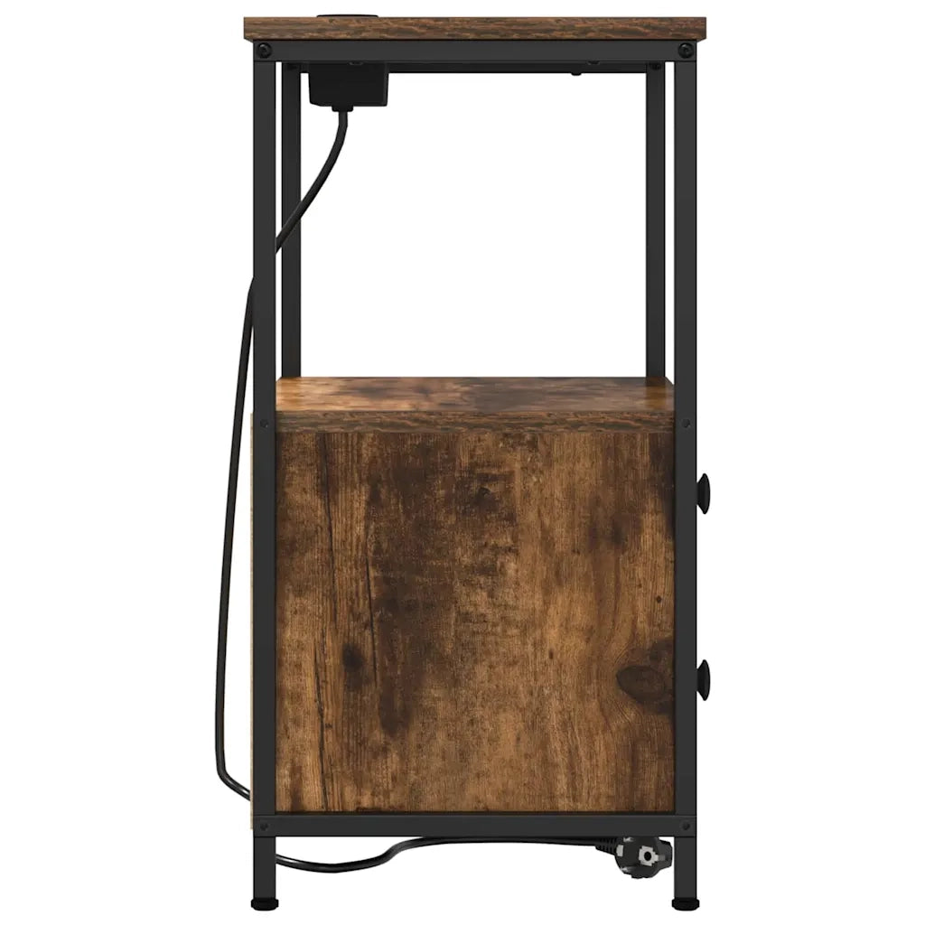 Set di 2 Comodini | Armadio da Notte | Mobiletto da notte con cassetto Rovere fum¨¦ 40 x 31 x 60 cm