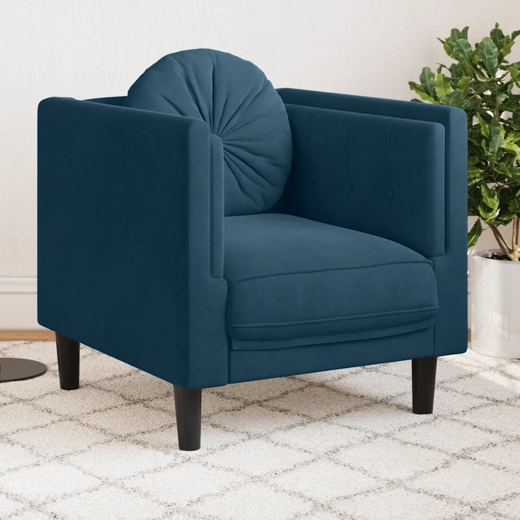 Poltrona | Sedia Relax con Cuscino Blu in Velluto