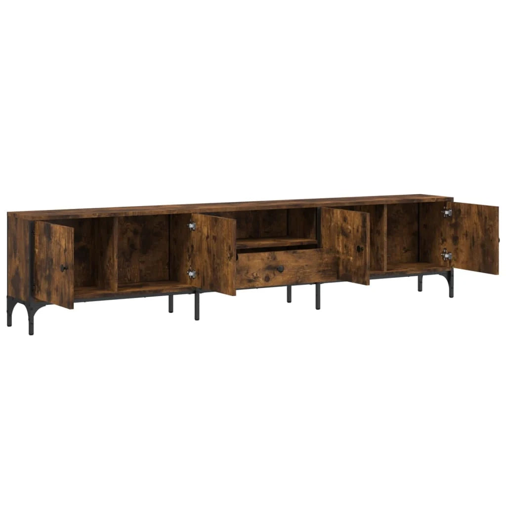 Mobile TV multimediale scaffale TV credenza mobile TV sala da pranzo soggiorno camera da letto con cassetto rovere affumicato 200 x 25 x 44 cm legno ingegnerizzato marrone 02_0028518