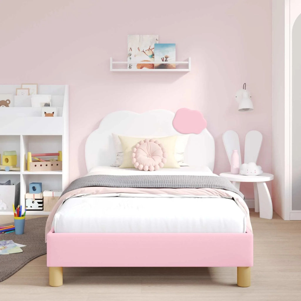 Struttura letto bambini con testata Rosa 90 x 190 cm PU