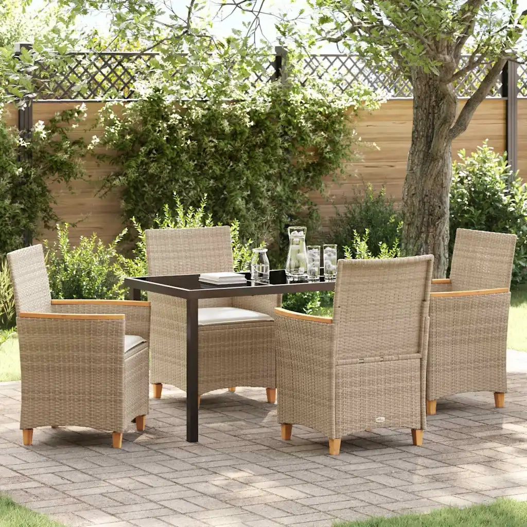 Set da Pranzo per Giardino 5 pcs Beige polyrattan