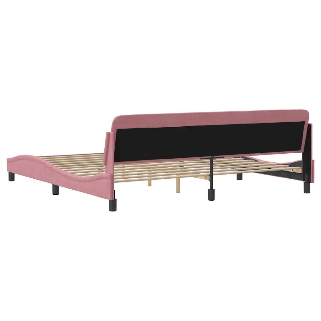 Letto matrimoniale | Letto per adulti | Giroletto Dover Rosa 200x200 cm in Velluto