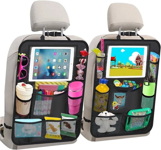 Organizzatore per auto 2 pezzi - Organizzatore per bambini con supporto per tablet nero