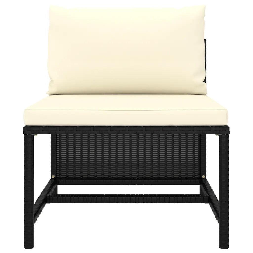 Set Divani da Giardino 7 pz | Set Salotto da Giardino con Cuscini in Polyrattan Nero