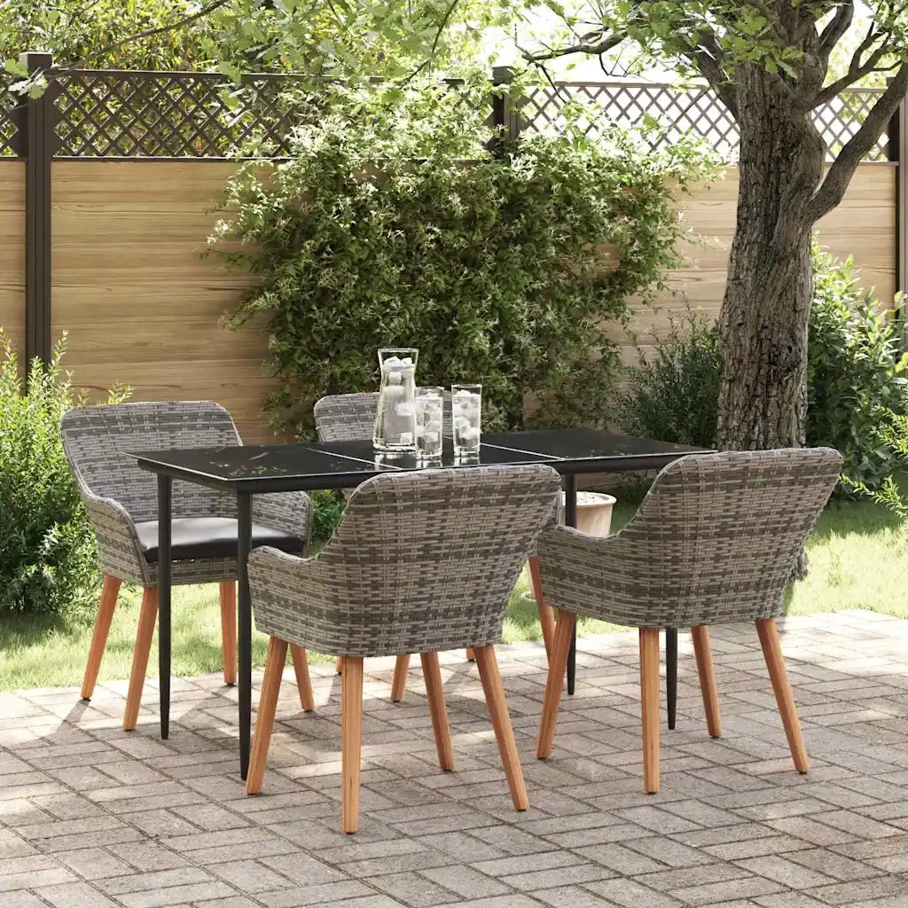 Set da Pranzo per Giardino con cuscino 5 pcs Grigio polyrattan 3261679