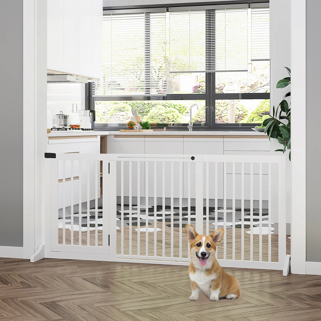 Cancello per Cani ¨C zephmum ¨C Bianco 113-166x71 cm Legno