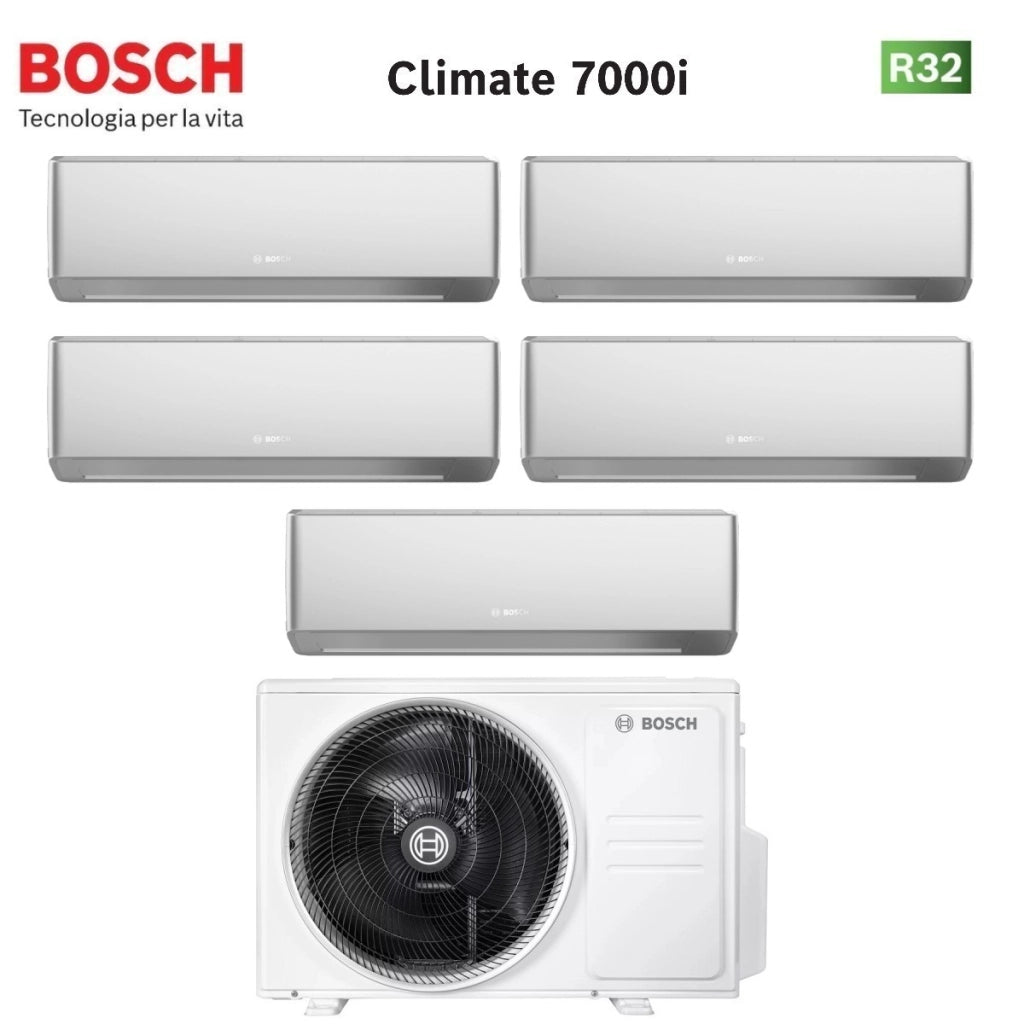 Condizionatore Penta Split Bosch CLIMATE 7000i SILVER 9+9+9+9+12 con 5000M 105/4 E R-32 Wi-Fi Integrato