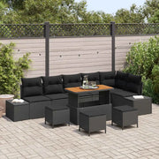 Set Divano da Giardino con cuscino 10 pcs Nero polyrattan
