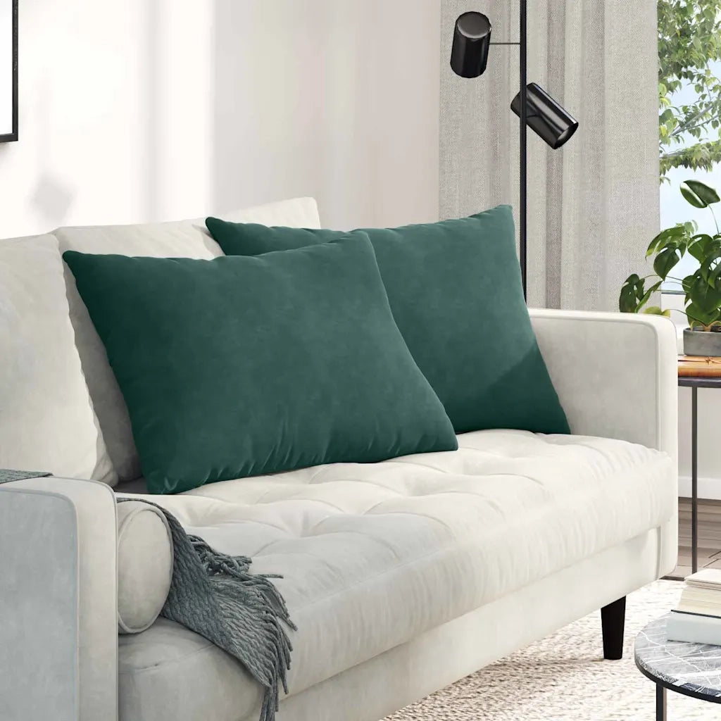 Cuscini da Divano 2 pcs Verde Scuro 70 x 50 cm Tessuto in Cords 42013758