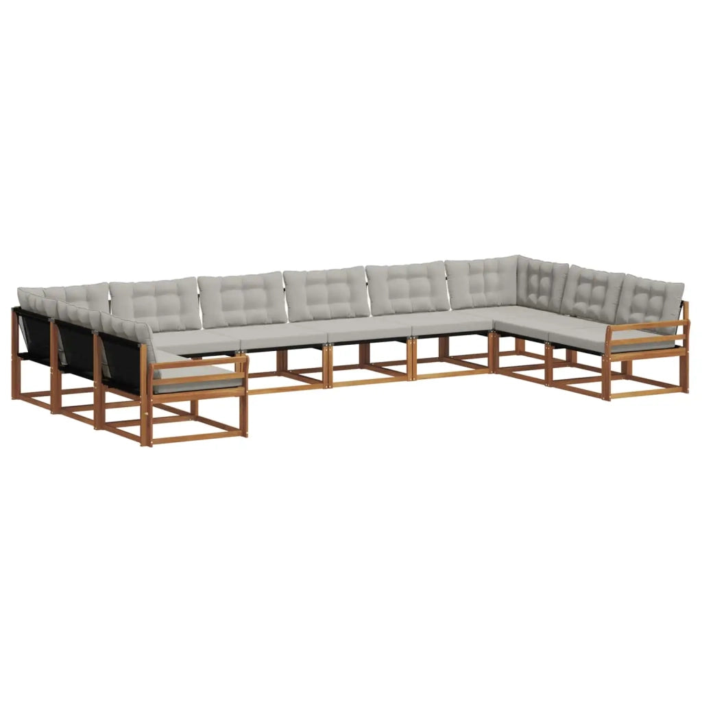 Set di divani da esterno 10 pcs Grigio Naturale e Chiaro 3369890