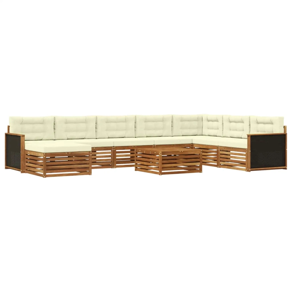 Set di divani da esterno con cuscino 9 pcs Naturale e Crema 3383733