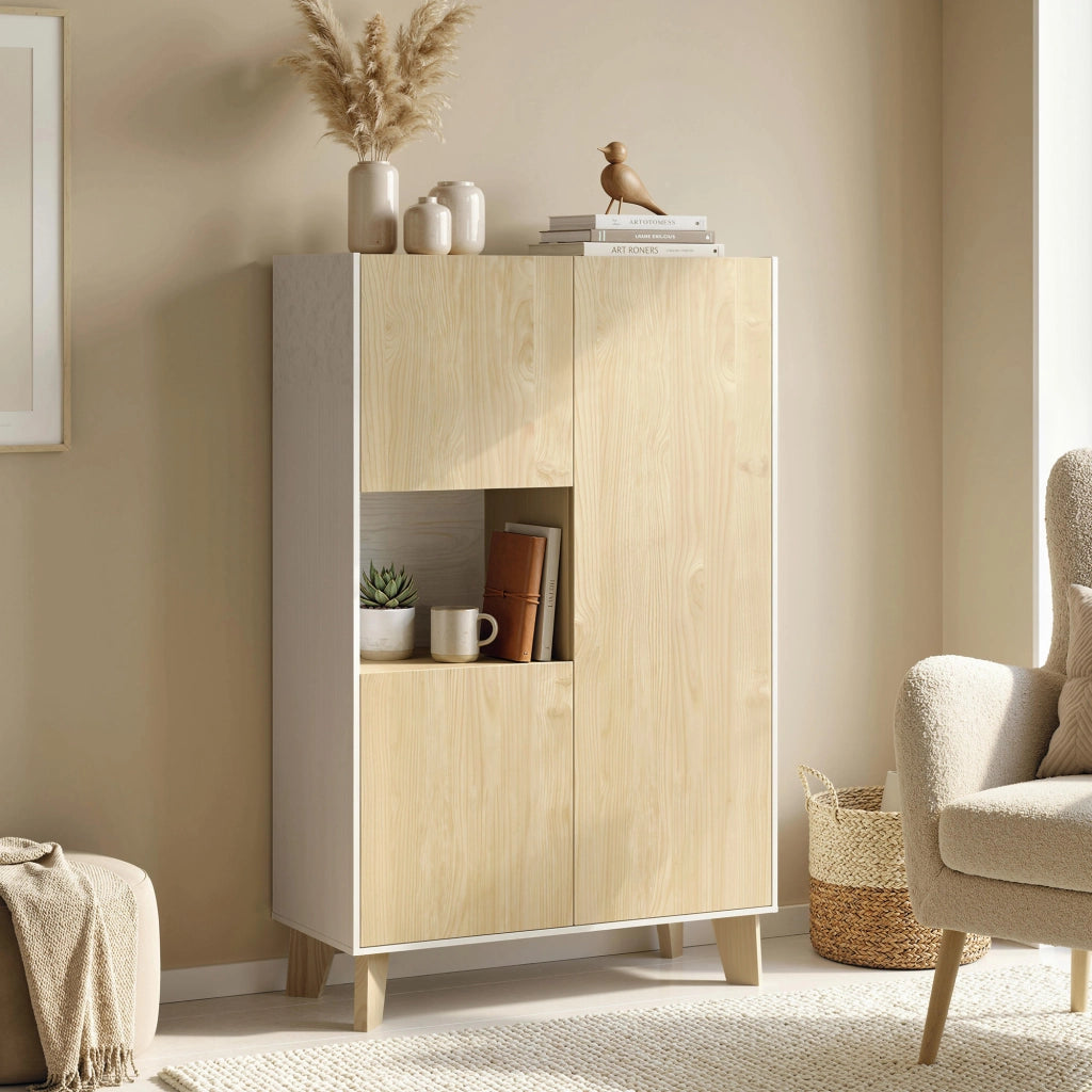 Credenza ¨C Minimal ¨C Bianco e Legno 120x40x90