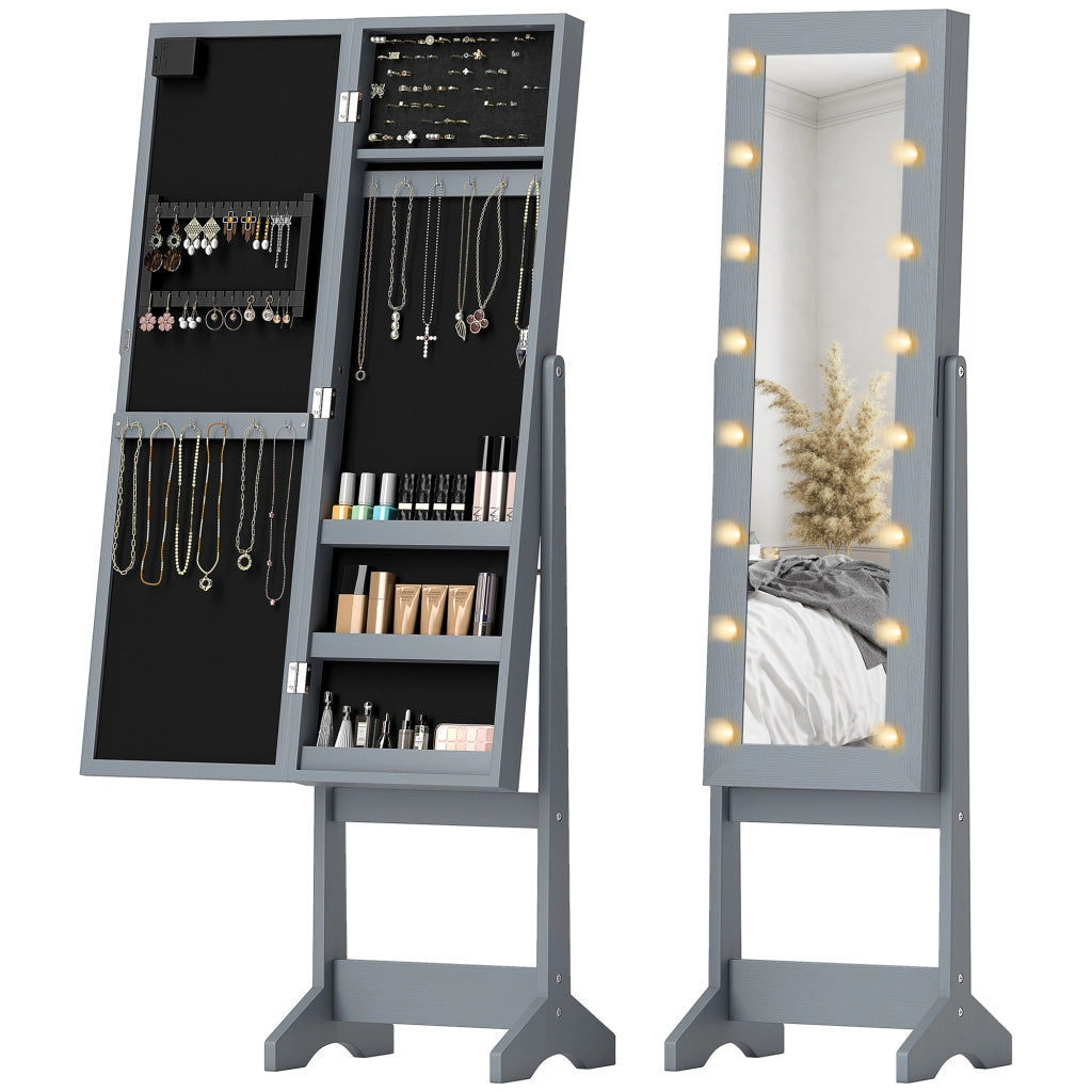 Armadio Specchio con Luci LED per Gioielli ¨C Minimal ¨C Grigio