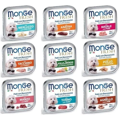 Fresh paté Monge cibo per cani in scatola - 32 vaschette da 100 grammi flavor: Manzo