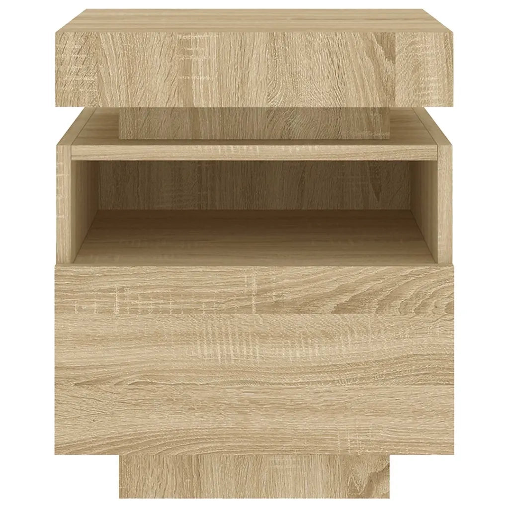 Comodino con Luci LED Rovere Sonoma 40x39x48,5 cm 836788