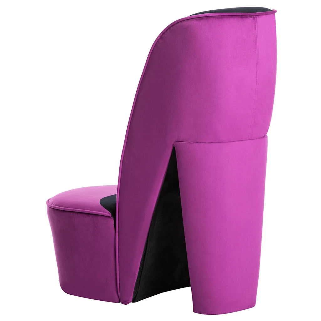 Poltrona | Sedia Relax a Forma di Scarpa con Tacco Alto in Velluto Viola