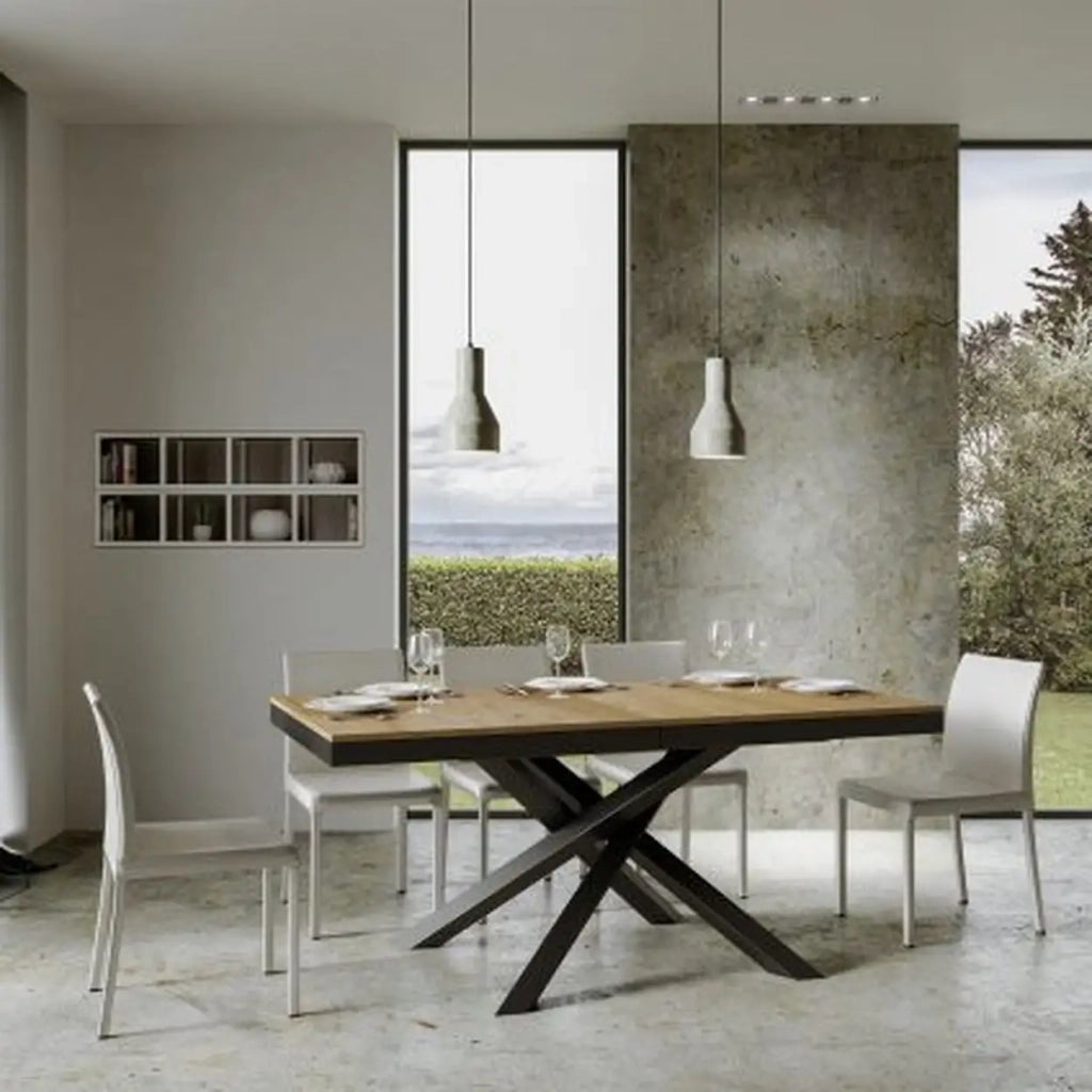 Tavolo allungabile 180/284x90 cm Volantis Evolution colore quercia natura telaio e gambe antracite