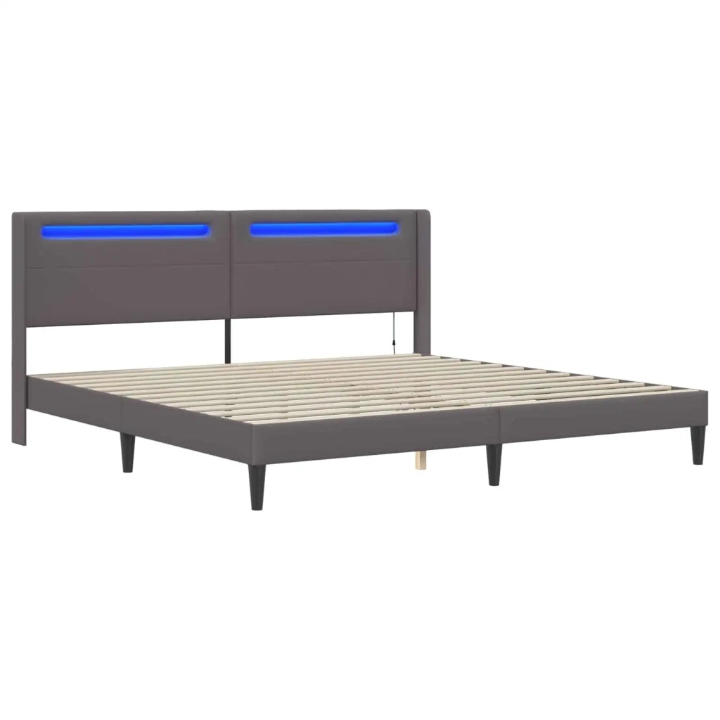 Struttura del letto con testiera-Giroletto Grigio 200 x200 cm Similpelle