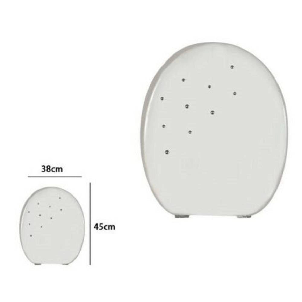 Trade Shop - Copriwater Copri Water Sedile Wc Bagno Universale Mdf Bianco Strass 59207 -        3,5