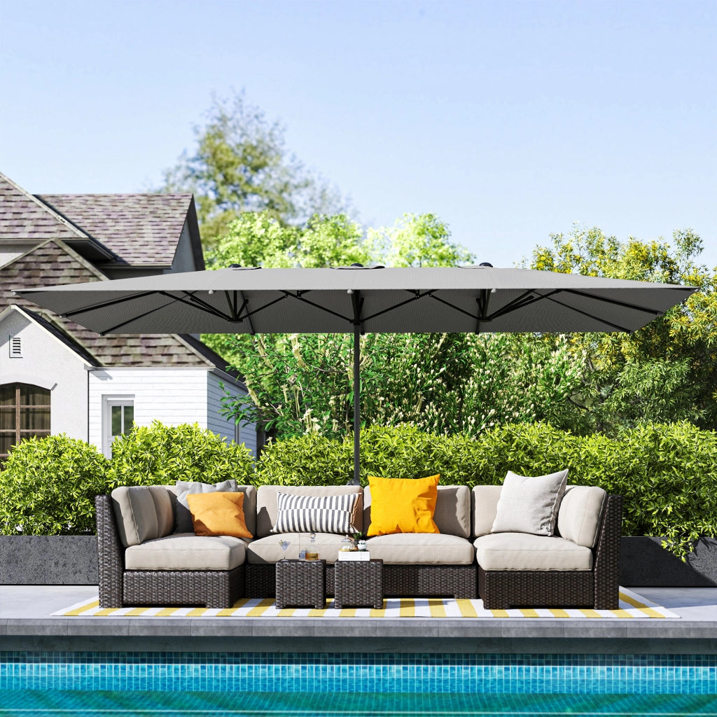 Parasole da giardino esterno rettangolare ¨C Minimal ¨C grigio 451x264 cm